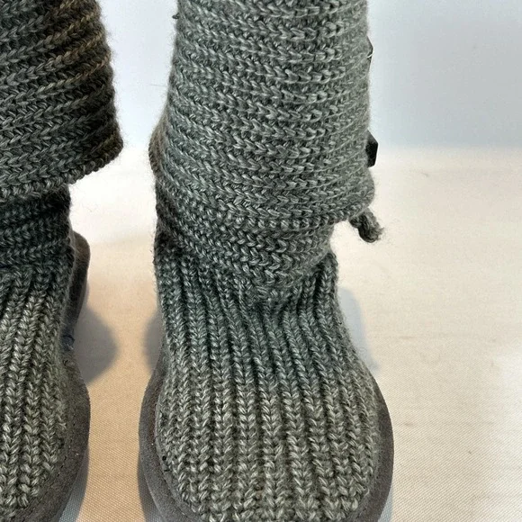 Bearpaw Knit Tall Women's Size 7 Sweater Boots 3 Button Gray Foldable 658W - Picture 8 of 13